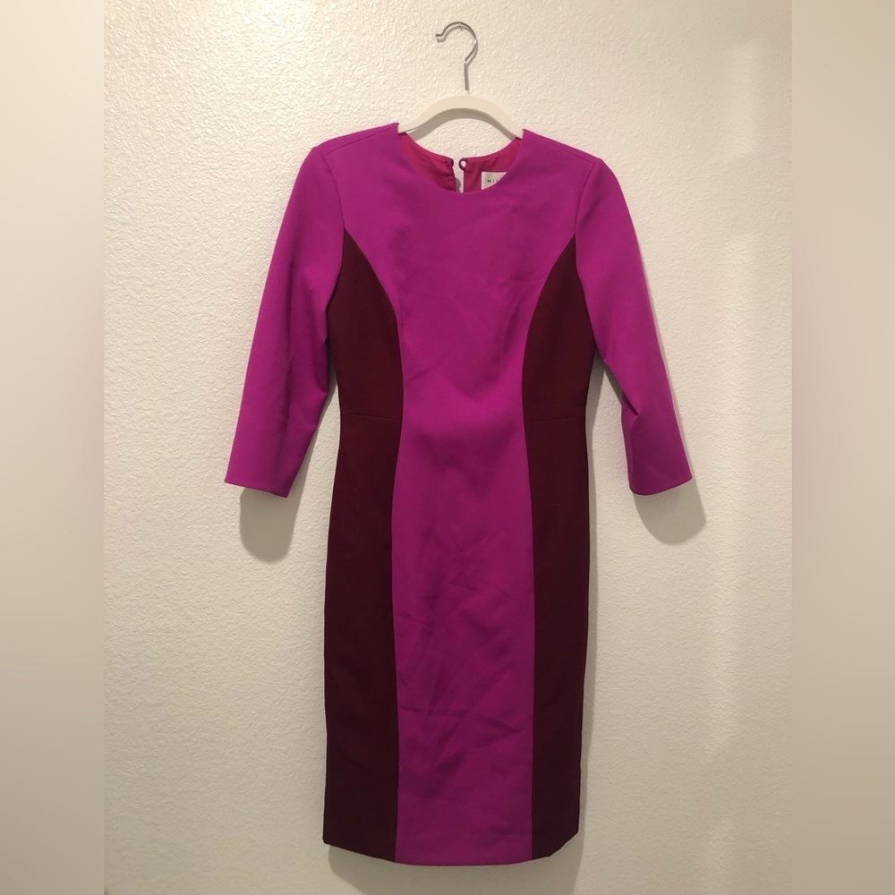 Milly Pink Purple‎ Color Block Sheath Dress Crew Neck Size 4